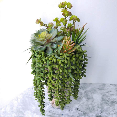 Supla 4 Pcs Artificial Hanging Succulents Faux Burro's Tail Picks for Indoor Outdoor Decor