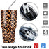 30oz Leopard Tumbler, Stainless Steel Insulated Travel Mug with Straw Lid and Cleaning Brush, 1 Count