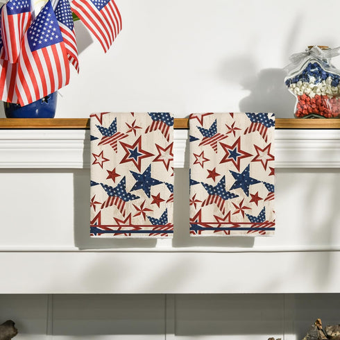 4th 18x26 Inch Set 2 Artoid Mode Strip-Shaped America Stars Patriotic of July Kitchen Towels Dish Towels, Memorial Day