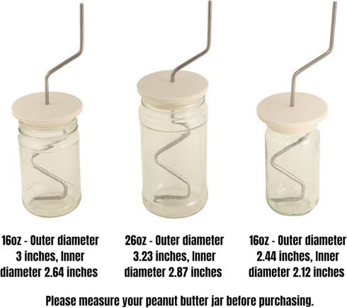 Lervont 16 26 OZ 10 Natural Peanut Butter Stirrer Kit | Fits - Jars | Includes Stainless Steel Bar & Spill-Resistant