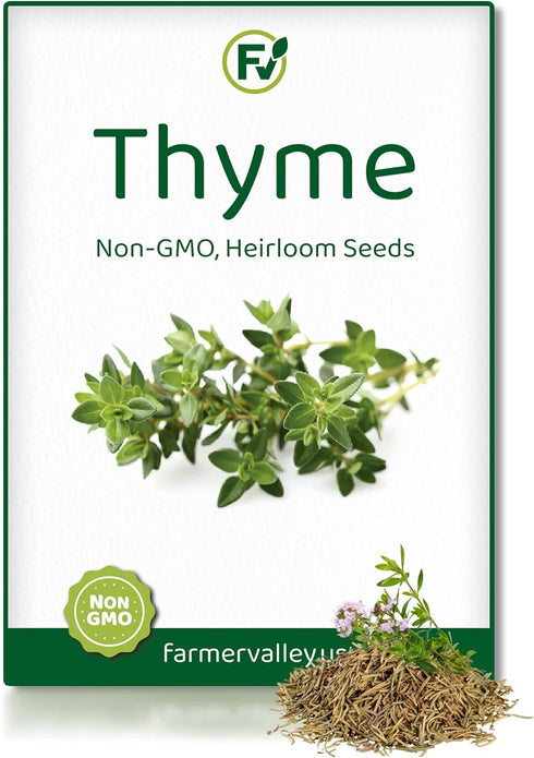 Thyme Seeds for Planting Home Garden Herbs - Non-GMO, Heirloom, Untreated, and