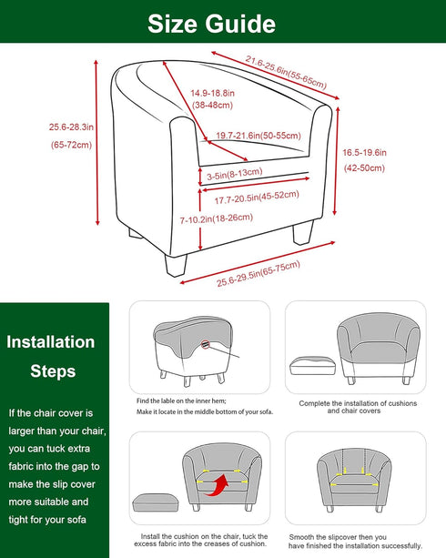 2 CRFATOP Piece Club Chair Slipcover Stretch Barrel Chair Covers Solid Tub Chair Slipcovers Soft Armchair Covers
