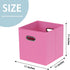 Fabric Storage Bins Cube,11x11x11 Fabric Cubby Organizer Baskets with Handle, Foldable Basket for Closet or Collapsible Storage Box Set of 2 (Pink)