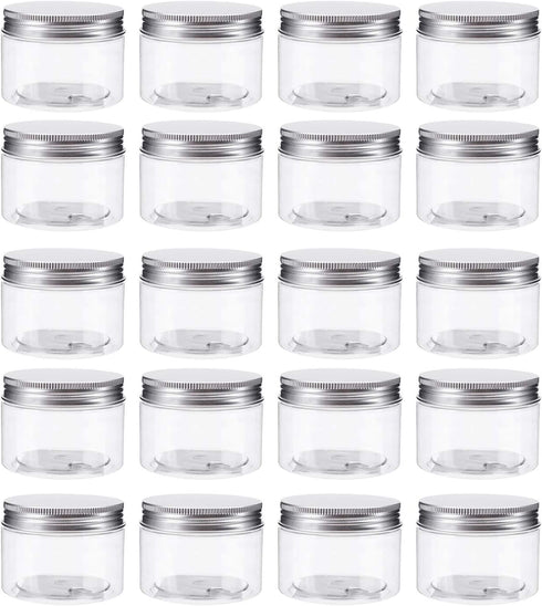 Bekith 20 Pack 4 Ounce Clear Plastic Storage Jars – Refillable BPA Free Small Round Containers with Screw-on Lids