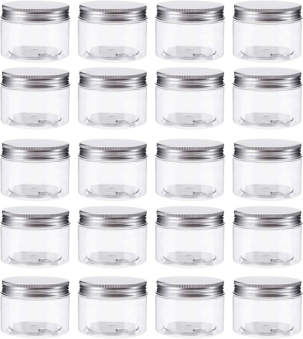 Bekith 20 Pack 4 Ounce Clear Plastic Storage Jars – Refillable BPA Free Small Round Containers with Screw-on Lids