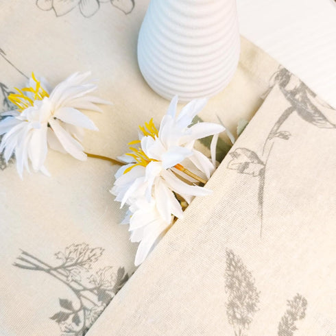 Wildflower,23.663 Inch) Coffee Table Cloth Rustic Style Living Room Center End Table Cover with Pocket, Cotton Linen