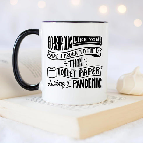 YouNique 60th Birthday Mug, 11 Ounces, Funny Coffee Cup Ideas for Men and Women, 60 Birthday Gift (Black Handle)