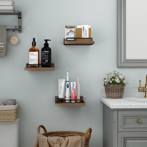 6X6 Inches Set 3 RYOFOBETTO Small Floating Shelf, Farmhouse Wall Shelves for Living Room, Bedroom, Picture Frames