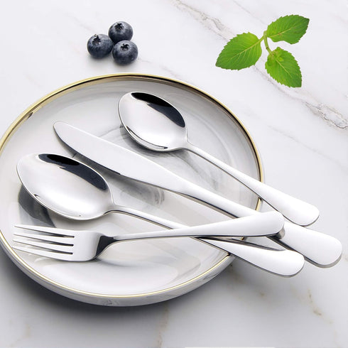 Wildone 30-Piece Silverware Flatware Cutlery Set, Stainless Steel Tableware Utensils Service for 6, Includes Dinner