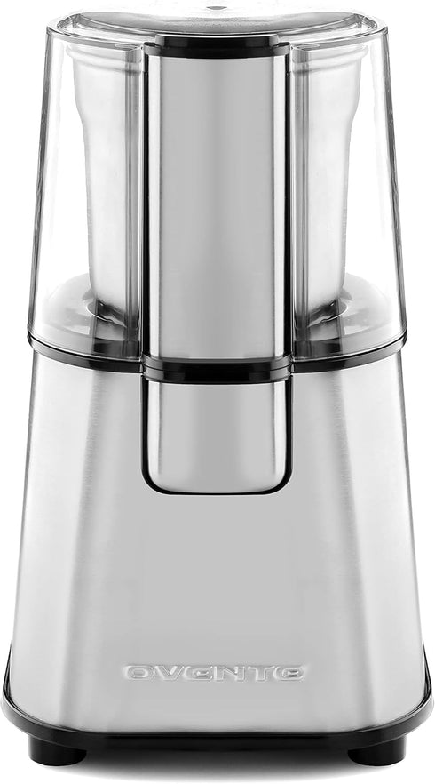 OVENTE Electric Coffee Grinder, 2.1 Ounce Cup, 200 Watt Motor, Stainless Steel Grinding Bowl, Silver CG620S