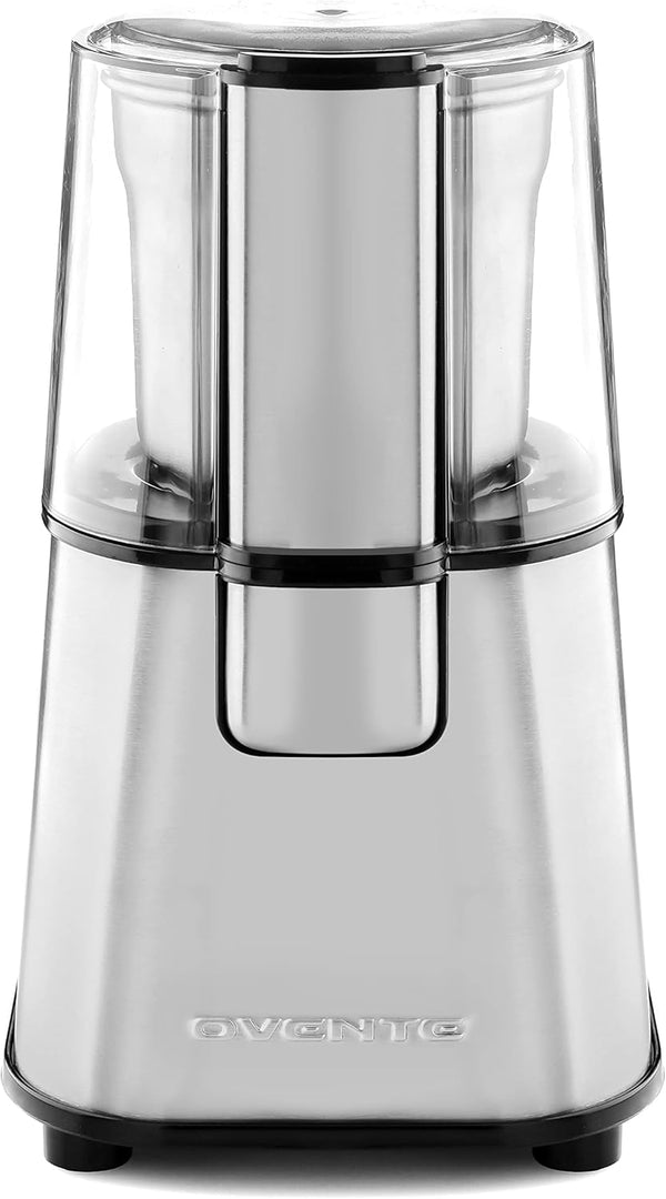 OVENTE Electric Coffee Grinder, 2.1 Ounce Cup, 200 Watt Motor, Stainless Steel Grinding Bowl, Silver CG620S