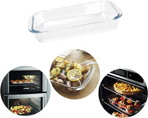 Basics Tempered Glass Baking Dish, 1.6 Quart Clear Oblong Casserole Dish for Cooking and Oven Bake