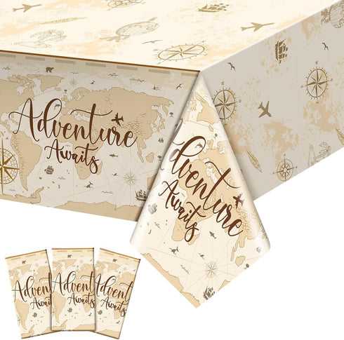 Frienda 3 Pcs Adventure Awaits Tablecloth Travel Party Decorations Bon Voyage World