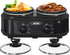 Sunvivi Dual Slow Cooker, Buffet Server & Warmer with 2 Removable Ceramic Pots, 3 Adjustable Temp Settings, 2.5 QT Black