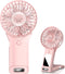 Mini Handheld Fan, 4 Speed Adjustable USB Rechargeable Fan with Mirror, Max 20 Hrs for Travel Office Outdoor, Pink