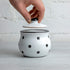 City to Cottage Ceramic Sugar Bowl with Lid - 10oz Sugar Container for Coffee Bar, Handcrafted White & Black Polka Dot