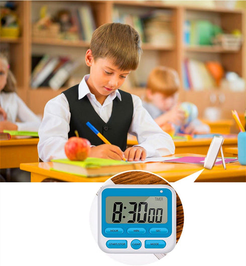 24-Hours Digital Kitchen Timer, Upgraded 12-Hour Display Clock, Big Digits, Loud Alarm, Count-Up & Count Down, 4 Pack