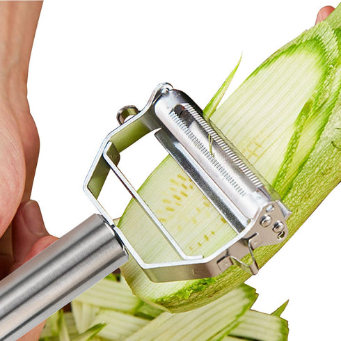 Sunkuka Julienne Peeler - Stainless Steel Cutter Slicer with Cleaning Brush for Carrot, Potato, Melon, Vegetable, Fruit