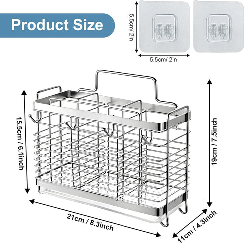 Utensil Holder, 3 Compartments Stainless Steel Utensil Drying Rack, Dish Drainer for Kitchen Counter, Silverware Cutlery Flatware Holder Forks, Knives, Spoons, Chopsticks Organizer (Silver) by IWNTWY