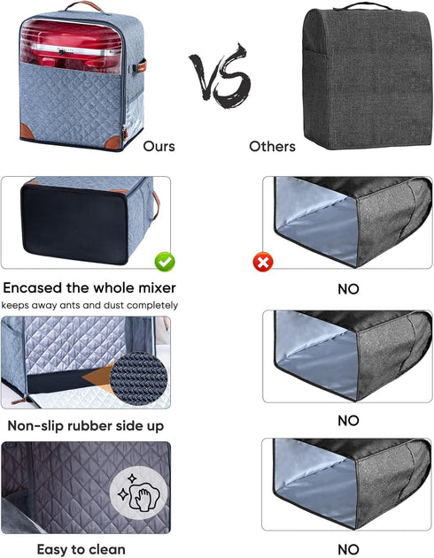 BAGSPRITE Stand Mixer Cover with Appliance Sliders Base, Compatible with KitchenAid Mixer, Storage Bag with Pockets