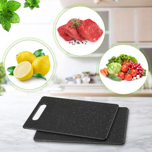 2 Pcs Small Cutting Board Set for Kitchen, Mini Plastic Cutting Boards, Dishwasher Safe, Granite Color, 6" x 10"