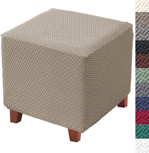 Bifaun Vogel Ottoman Cover Square Jacquard Stretch Thick Folding Storage Covers Footstool
