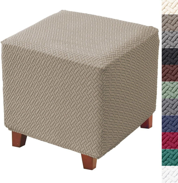Bifaun Vogel Ottoman Cover Square Jacquard Stretch Thick Folding Storage Covers Footstool