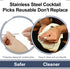 8" Stainless Steel Cocktail Picks - Bloody Mary Skewers (Set of 15, 8 inch)