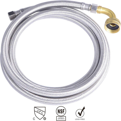 Hydro Master Braided Stainless Steel Dishwasher Connector, 72 Inches, 3/8" Comp x 3/8" Comp