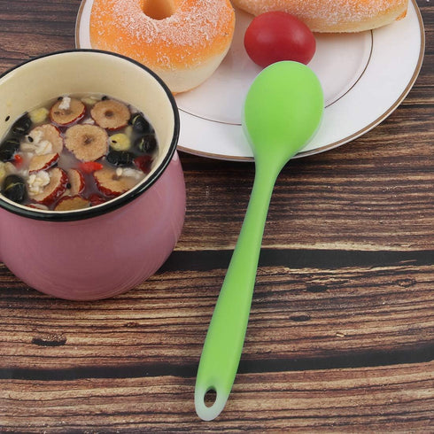 uxcell Silicone Dinner Spoon, Table Spoon, Dessert Spoon Utensils for Kitchen Restaurant, Green