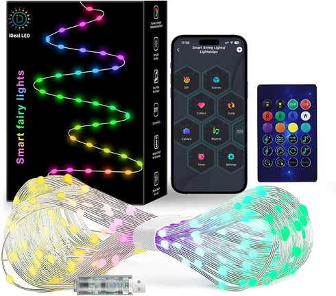 Super RGB Smart Fairy String Lights, 33Ft Usb DIY Twinkle Lights w/Remote