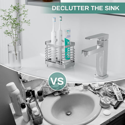 Electric Toothbrush Holder for Bathroom, Stainless Steel Organizer Storage Cup for Countertop Sink