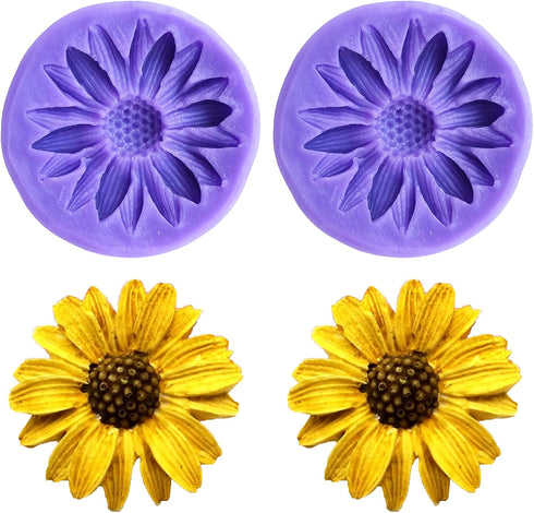 2PCS Sunflower Silicone Molds - Premium Fondant Mold for Cake Topper Decoration, DIY Chocolate Candy Jelly Crafts