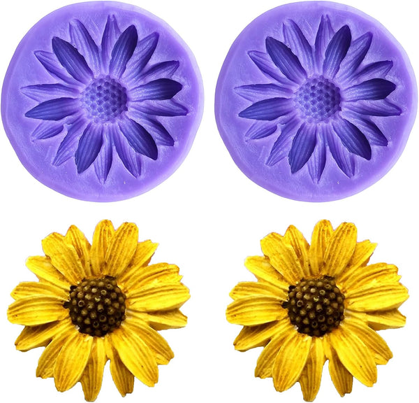 2PCS Sunflower Silicone Molds - Premium Fondant Mold for Cake Topper Decoration, DIY Chocolate Candy Jelly Crafts