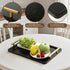 PEKER Wooden Serving Tray with Metal Handles, Black Decorative Coffee Table Tray for Breakfast in Bed, Ottoman & Home