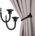 Sumnacon Set of 2 Black Curtain Holdbacks, Wall Mounted Aluminum Alloy Drapery Tiebacks with Screws for Bedroom,