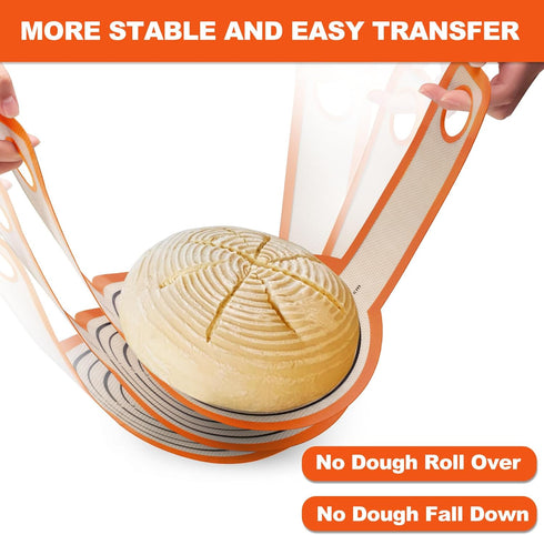 Silicone Bread Sling Dutch Oven - Non-Stick & Easy Clean Reusable Baking Mat, 2 Orange Set for Dough