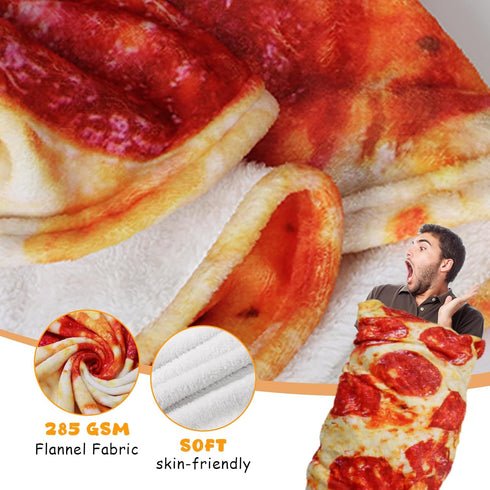 80 Inches Lhedon Pizza Blanket Adult Size, Blankets Queen Size, Round Pepperoni Pizza Food Blanket, Funny Gifts