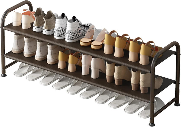 INGIORDAR Shoe Rack 2 Tier Long Storage Organizer Wide Metal Shoe Shelf