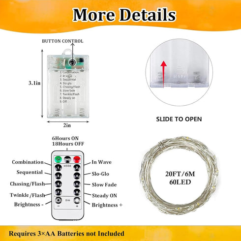 4Pack 80FT 240LED 8 Fairy Lights Battery Operated with Remote & Timer | Modes Twinkle String Lights Battery Powered