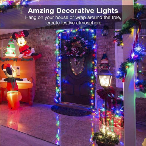 2 Pack 23ft 100L 120V Decor(2pcs Hopolon Easter Mini String Lights, Christmas Lights, Plug in Extendable Xmas Tree