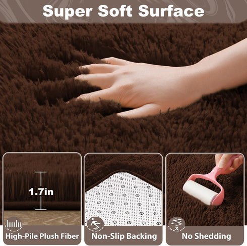 5x7 EVOIONOS Washable Large Area Rug for Living Room, Fluffy Shag Rug for Bedroom, Ultra Soft Plush Non Slip Carpet