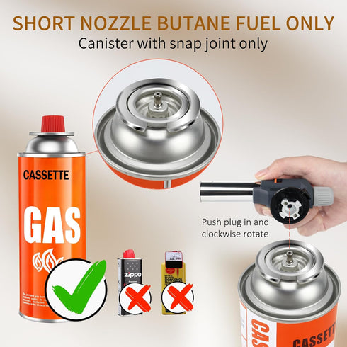 Butane Torch JDHON Compact Kitchen Torch with Adjustable Flame for Cooking, Baking, Soldering, BBQ, Creme Brulee
