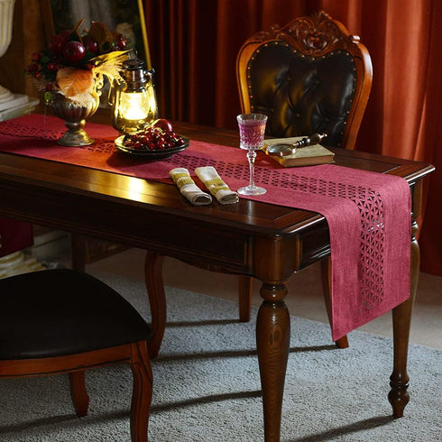 ARTABLE Burgundy Rectangle Table Runner, Fabric Home Garden Table Runner for Indoor and Outdoor Dining (16 x 120 Inch)