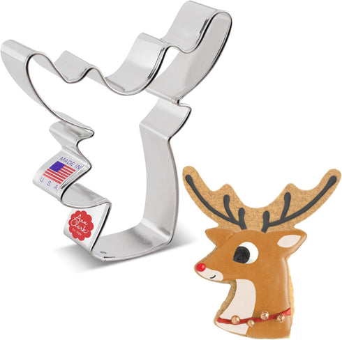 Deer Reindeer Head Cookie Cutter, 4”, Made in USA by Ann Clark