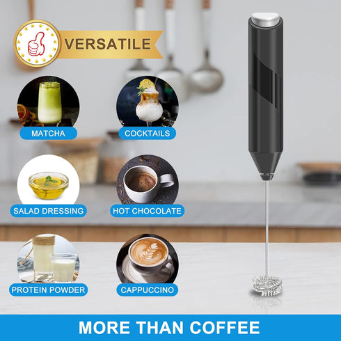 Double Whisk Milk Frother, Handheld Electric Blender Stick, Drink Mixer with Food Grade Stainless Steel Stirrer for