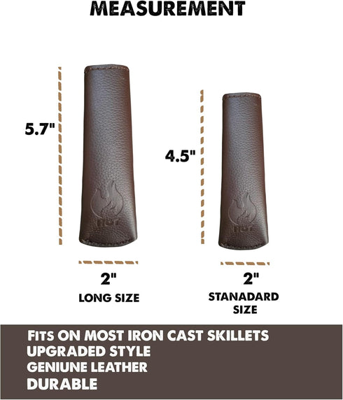 Leather Cast Iron Skillet Pan Handle Cover, Standard 4.5, Thick Heat Resistant Holder for Skillets