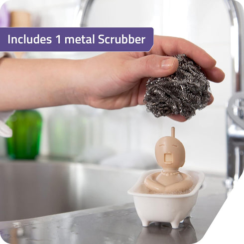 PELEG DESIGN Soap Opera Sponge Holder for Kitchen Sink - Cute Dish Scrubber Organizer with Metal Scrubber