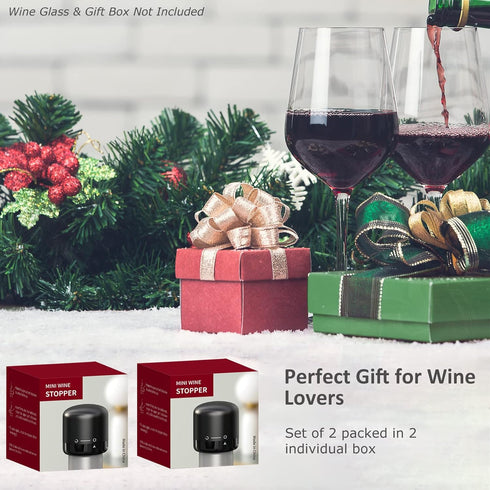 Wine Bottle Stopper 2 Pack with Twist Lock, Silicone Reusable Wine Sealer, Leak Proof Wine Toppers for Easy Storage,