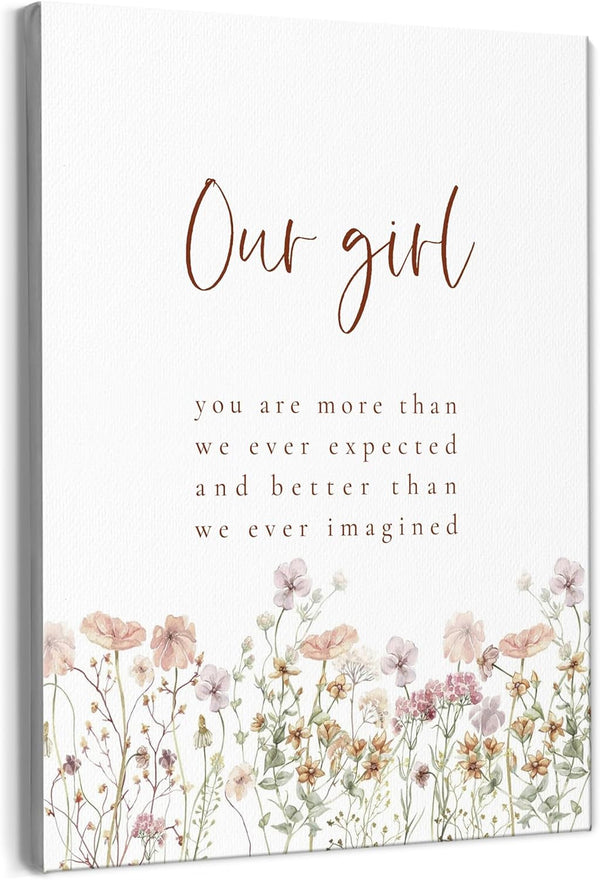 BearCake Little Girls Room Wall Decor - Our Girl You are More